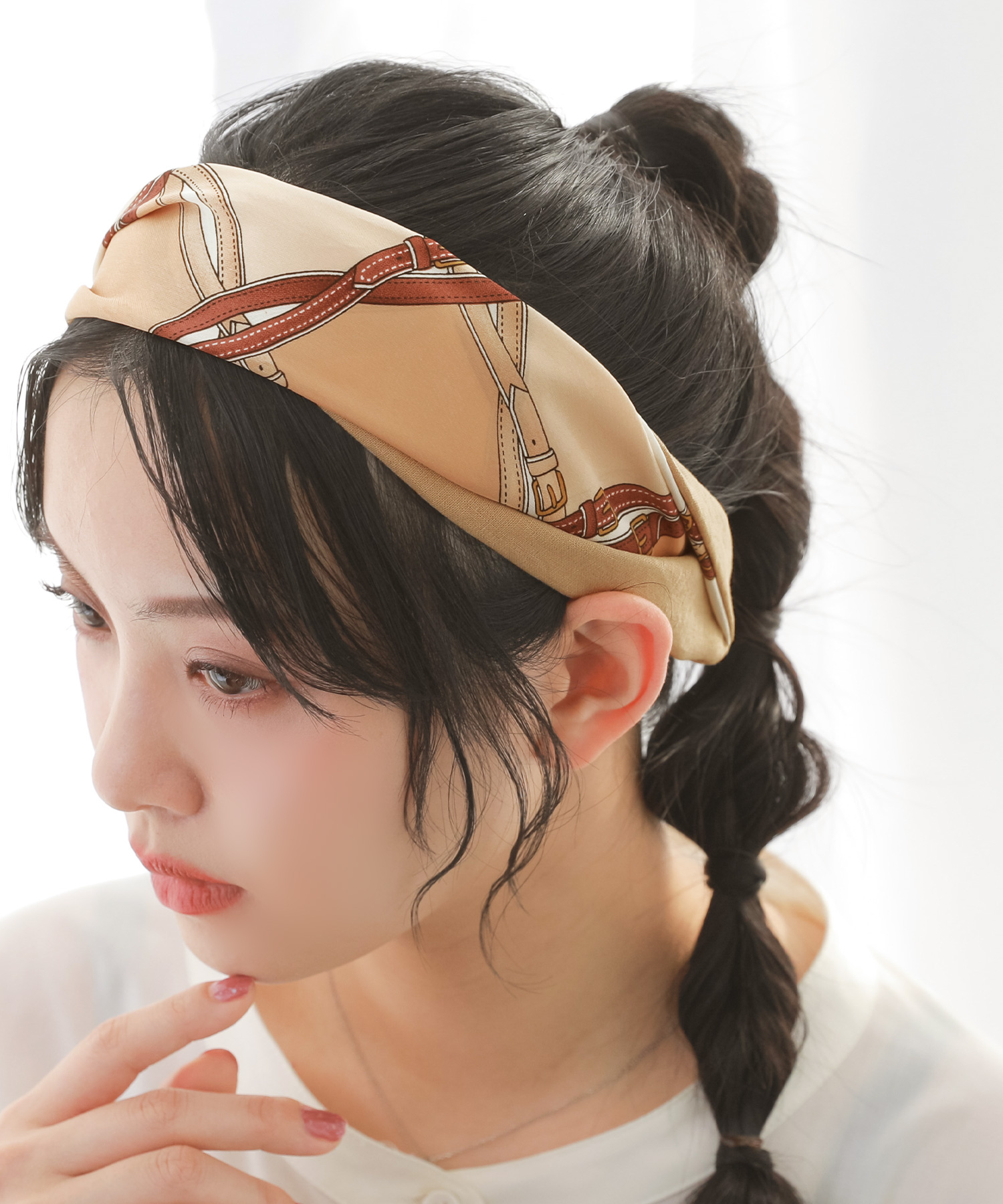 『異素材ワイヤーヘアバンド』 - ベージュ オシャレウォーカー osharewalker